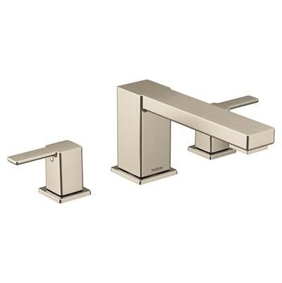 90 Degree Two-Handle Deck Mounted Roman Tub Faucet, Valve Required, Brushed Nickel
