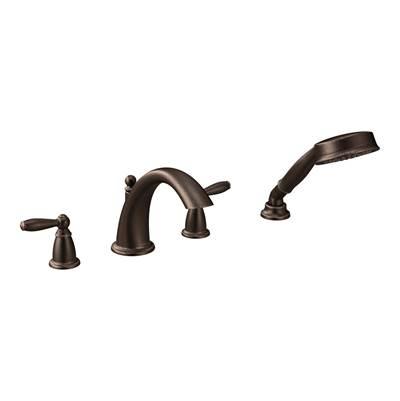 Brantford 2-Handle Deck-Mount Roman Tub Faucet Trim Kit with Hand Shower in Oil Rubbed Bronze (Valve Sold Separately) by Moen
