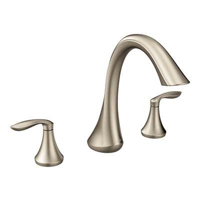 Eva 2-Handle Deck-Mount Roman Tub Faucet Trim Kit in Brushed Nickel (Valve Sold Separately) by Moen