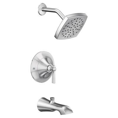 Flara Posi-Temp Rain Shower 1-Handle Tub and Shower Faucet Trim Kit in Chrome (Valve Sold Separately) by Moen