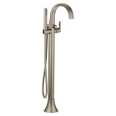 Doux One-Handle Freestanding Floor Mount Tub Filler with Handshower, Brushed Nickel by Moen