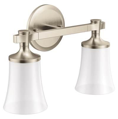 Brushed Nickel Two Globe Bath Light by Moen