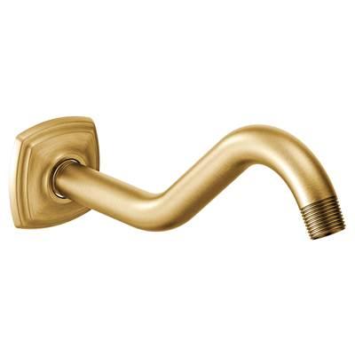 Curved Shower Arm with Wall Flange, Brushed Gold by Moen