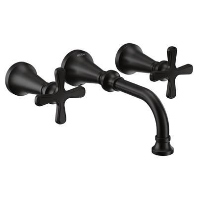 Colinet Traditional Cross Handle Wall Mount Bathroom Faucet Trim, Valve Required, in Matte Black by Moen