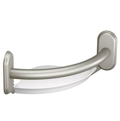 Brushed Nickel 9'' Grab Bar With Corner Shelf by Moen
