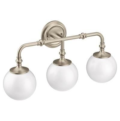 Brushed Nickel Three Globe Bath Light by Moen