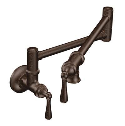 Traditional Wall Mount Swing Arm Folding Pot Filler Kitchen Faucet, Oil-Rubbed Bronze by Moen