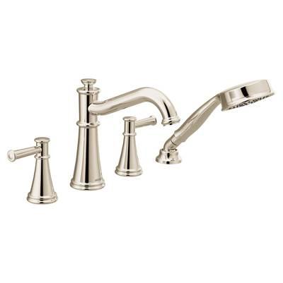 Belfield 2-Handle Deck-Mount Roman Tub Faucet with Handshower in Polished Nickel (Valve Sold Separately) by Moen