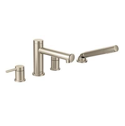 Align 2-Handle Deck Mount Roman Tub Faucet Trim Kit with Hand shower in Brushed Nickel (Valve Sold Separately) by Moen