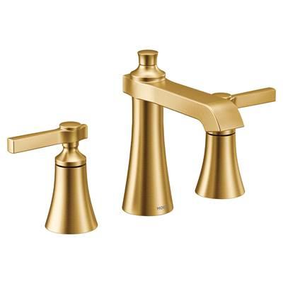 Flara 8 in. Widespread 2-Handle High-Arc Bathroom Faucet Trim Kit in Brushed Gold (Valve Sold Separately) by Moen