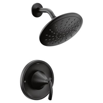 Glyde Posi-Temp Rain Shower 1-Handle Shower Only Faucet Trim Kit in Matte Black (Valve Sold Separately) by Moen