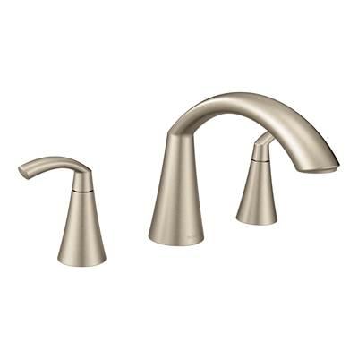Glyde 2-Handle High-Arc Roman Tub Faucet in Brushed Nickel (Valve Sold Separately) by Moen