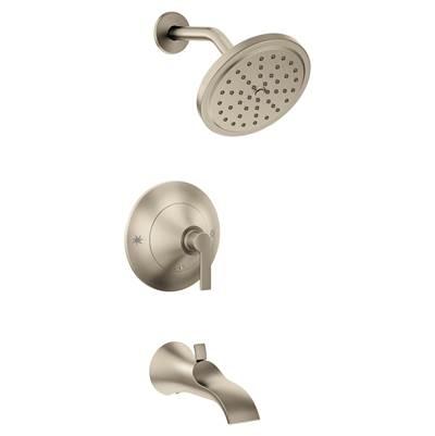 Doux Posi-Temp 1-Handle Tub and Shower Faucet Trim Kit in Brushed Nickel (Valve Sold Separately) by Moen