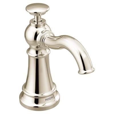 Traditional Deck Mounted Kitchen Soap Dispenser with Above the Sink Refillable Bottle, Polished Nickel by Moen