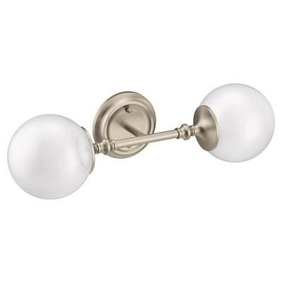 Brushed Nickel Two Globe Bath Light by Moen