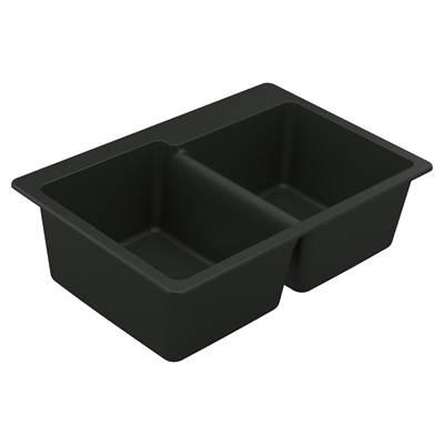 33-Inch Wide x 9.5-Inch Deep Dual Mount Granite Double Bowl Kitchen Sink, Black by Moen