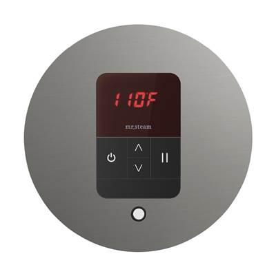 iTempo Round Steam Shower Control and Steamhead in Satin Steel by Mr. Steam