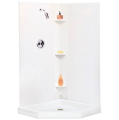 Durawall Shower Wall, White, Fits Corner up to 42''x42'' D