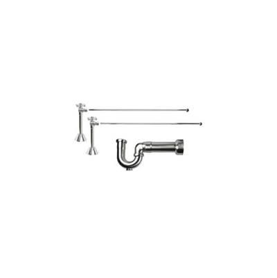 Lavatory Supply Kit - Brass Cross Handle with 1/4 Turn Ball Valve (MT629-NL) - Angle Sweat, Massachusetts P-Trap - French Gold by Mountain Plumbing