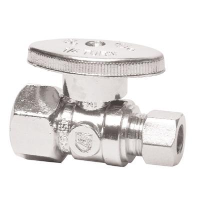 Brass Oval Handle with 1/4 Turn Ball Valve - Lead Free - Straight (1/2'' Compression)