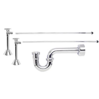 Lavatory Supply Kit - Brass Oval Handle with 1/4 Turn Ball Valve (MT316-NL) - Angle Sweat, P-Trap 1-1/4'' - Unlacquered Brass