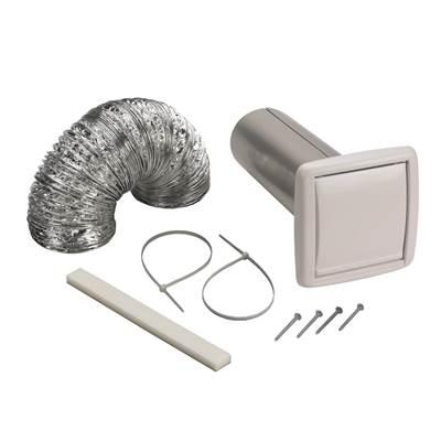 Wall Vent Kit for 3'' or 4'' Round Duct with Backdraft Damper, White