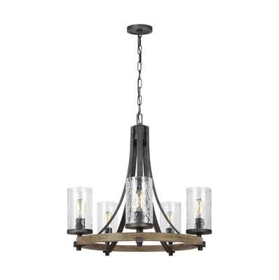 Angelo Small Chandelier Distressed Weathered Oak / Slate Grey Metal
