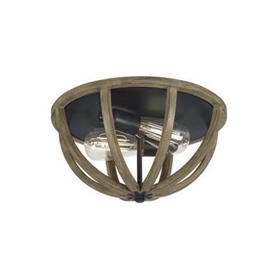 Allier Flush Mount Weathered Oak Wood / Antique Forged Iron by Visual Comfort Studio Collection