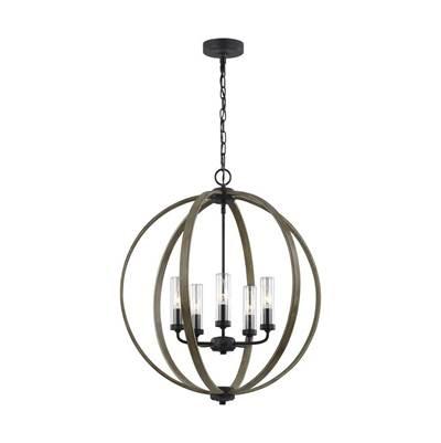 Allier Outdoor Chandelier Weathered Oak Wood / Antique Forged Iron