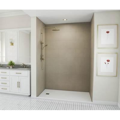 TSMK96-3462 34 x 62 x 96 Swanstone Traditional Subway Tile Glue up Shower Wall Kit in Limestone