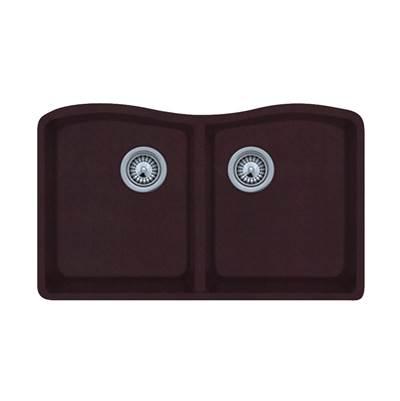 QUED-3322 22 x 33 Granite Undermount Double Bowl Sink in Espresso
