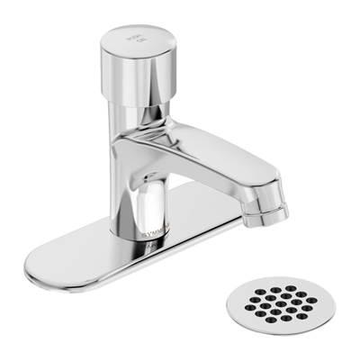 SCOT Metering Lavatory Faucet with 4 in. Deck Plate and Grid Drain in Polished Chrome (0.5 GPM) by Symmons