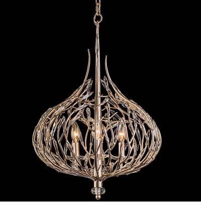 Bask 3-Lt Crystal Pendant - Gold Dust