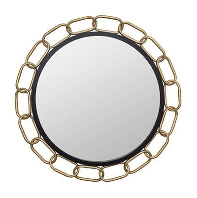 Chains of Love 30-in Round Wall Mirror - Matte Black/Textured Gold