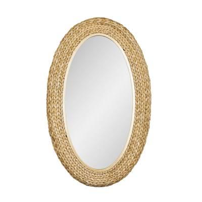 Athena 24x40 Oval Wall Mirror - French Gold/Natural Seagrass by Varaluz