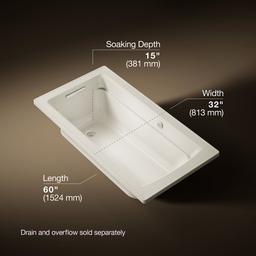 Archer 60'' x 32'' drop-in Heated BubbleMassageE air bath - image 3