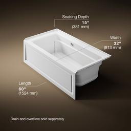 Archer 60'' x 32'' alcove Heated BubbleMassageE air bath with Bask heated surface, right drain - image 3