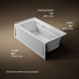 Archer 60'' x 32'' alcove Heated BubbleMassageE air bath with Bask heated surface, right drain - image 3