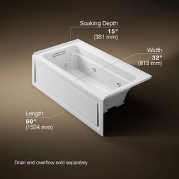 Archer 60'' x 32'' alcove heated whirlpool bath, left drain - image 3
