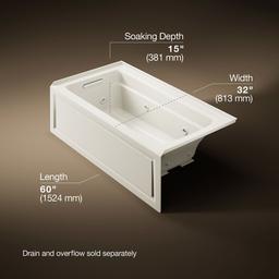 Archer 60'' x 32'' alcove whirlpool bath, left drain - image 3
