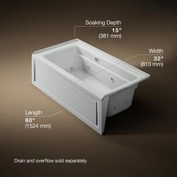 Archer 60'' x 32'' alcove whirlpool bath with Bask heated surface, right drain - image 3