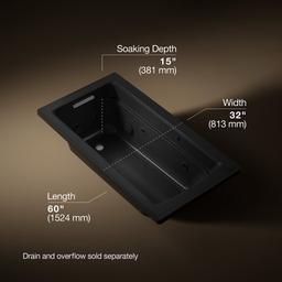 Archer 60'' x 32'' drop-in whirlpool bath with and Bask heated surface - image 3