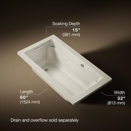 Archer 60'' x 32'' drop-in bath with Bask heated surface - image 3
