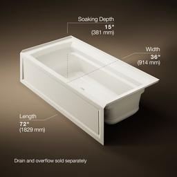Archer 72'' x 36'' alcove Heated BubbleMassageE air bath, right drain - image 3