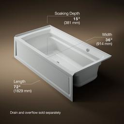 Archer 72'' x 36'' alcove Heated BubbleMassageE air bath with Bask heated surface, right drain - image 3