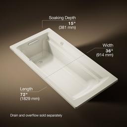 Archer 72'' x 36'' drop-in Heated BubbleMassageE air bath with Bask heated surface - image 3