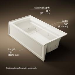 Archer 72'' x 36'' alcove whirlpool bath, right drain - image 3