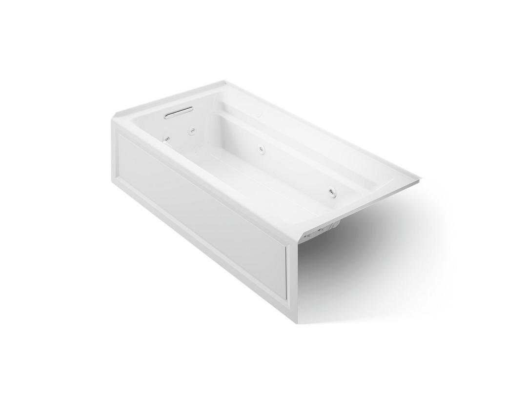 Archer 72'' x 36'' alcove Heated BubbleMassageE air bath and whirlpool, left drain by Kohler