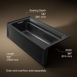 Archer 72'' x 36'' alcove bath, left drain - image 3