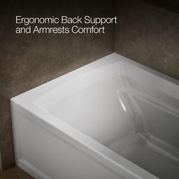 Archer 72'' x 36'' alcove bath with Bask heated surface, alcove, right drain - image 8